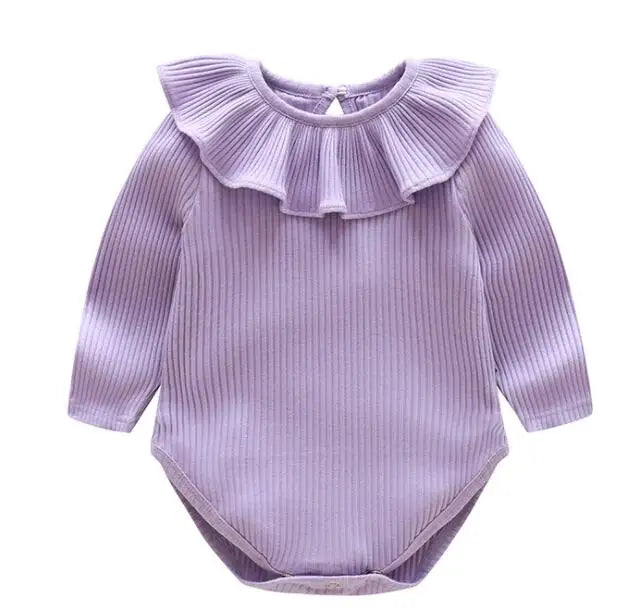 Baby Girls Lace-Trim Cotton Romper with Floral Details