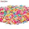 Assortment of colorful soft polymer clay slices for nail art and DIY crafts