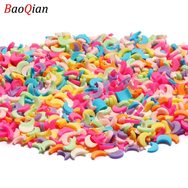 Assortment of colorful soft polymer clay slices for nail art and DIY crafts