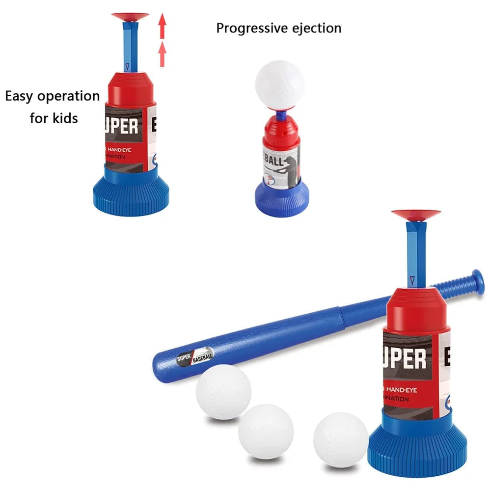 Kids Baseball T-Ball Pitching Machine Set with Bat and Balls
