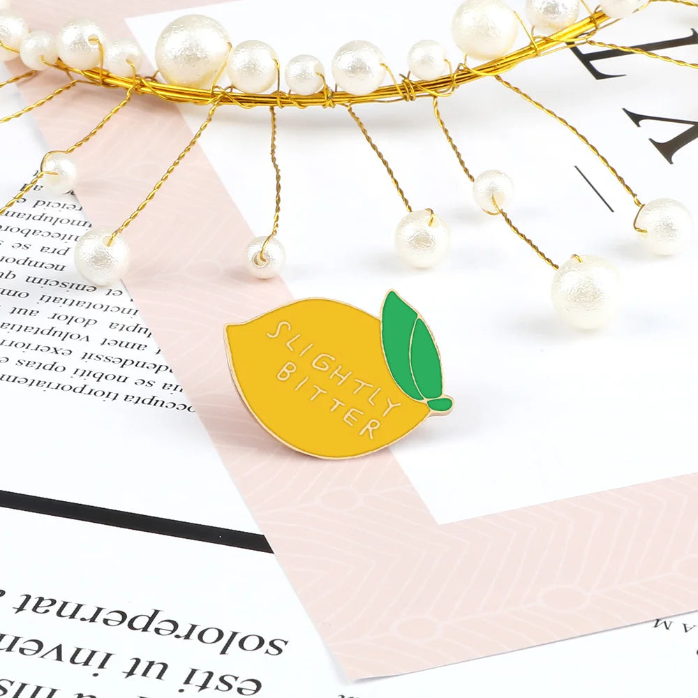 Fresh Fruit Enamel Pins Set — Lemon & Orange Brooches