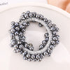 Elegant pearl hair ties with bow scrunchies in silver gray
