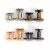 A collection of decorative heart brass rivets in various finishes and sizes for leather craft.