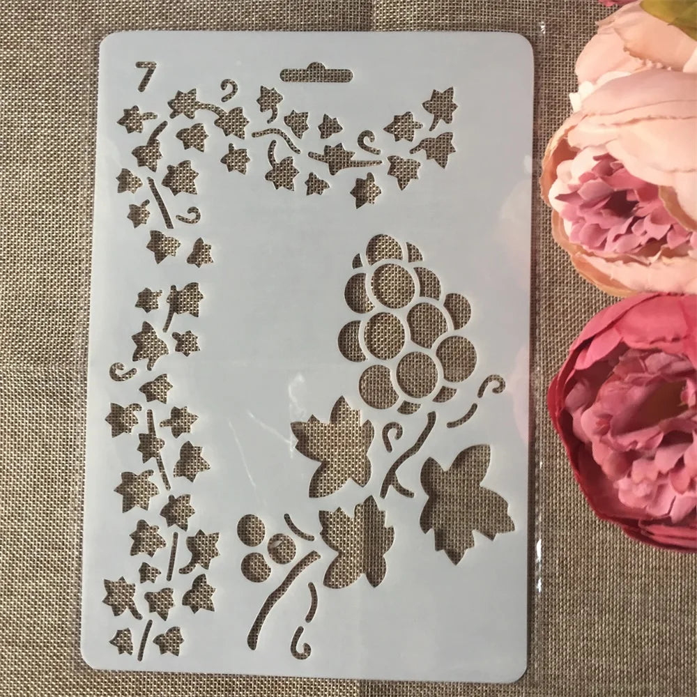 A clear silicone stencil featuring a floral vine pattern for crafting and wall art.