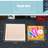 A wooden puzzle featuring an animal and traffic design, displayed next to a larger wooden board.