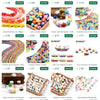 A collection of 10mm heart-shaped acrylic beads in various colors and shapes for jewelry making.