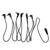A set of guitar pedal power daisy chain cables with various connectors.