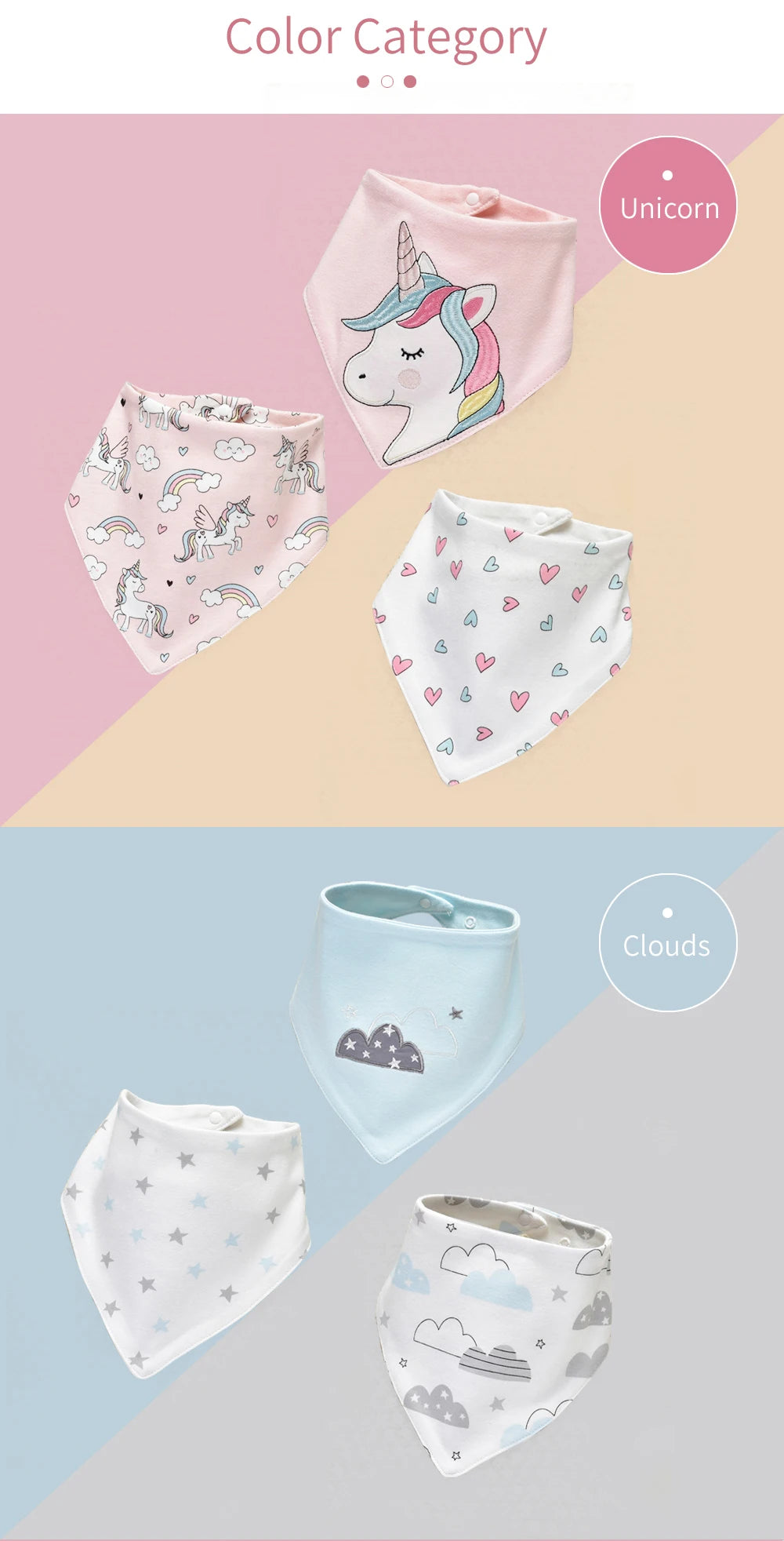 Soft Cotton Baby Bibs (3-Pack) with Cartoon Prints
