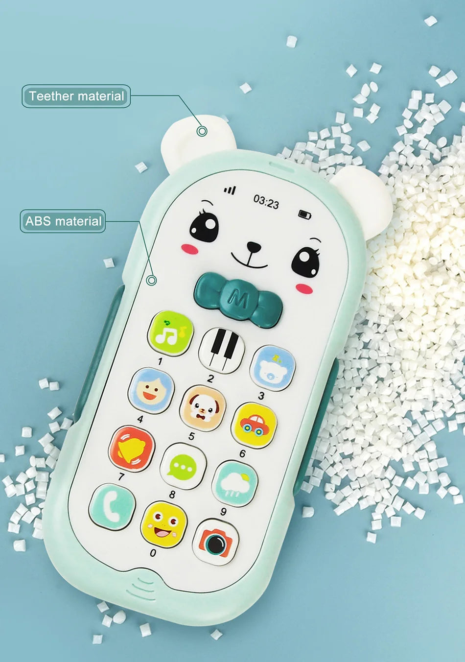Musical Baby Phone Toy with Teether, Lights & Sounds