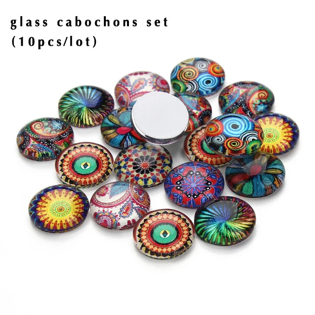 Round Glass Photo Cabochons with Flat Backs (Set of 10)