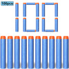 A collection of soft foam dart refills in blue and orange colors, packaged for toy blasters.