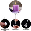 Demonstration of heat-resistant double-sided stickers used for candle wick centering.