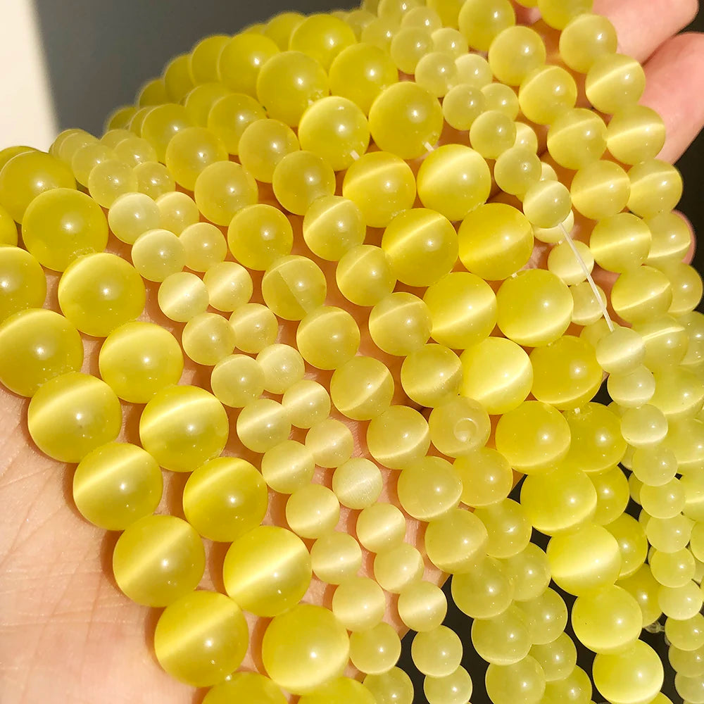 Natural Moonstone Cat Eye Beads — DIY Jewelry Making Strand