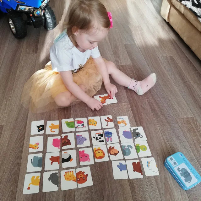 Toddler Card Matching Puzzle Game – Fun Learning Cards in a Travel-Friendly Tin