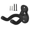 Black wall-mounted guitar hanger with three adjustable metal arms and a curved hook.