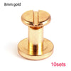 A set of 10 decorative heart brass rivets, 8mm gold size, used for leather craft and DIY projects.
