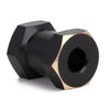 Black and brass hex extender fitting for RC crawlers