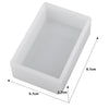 A white geometric resin casting mold with dimensions 5.7cm by 2.7cm and a depth of 8.7cm.