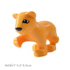 A yellow plastic lion building block toy.
