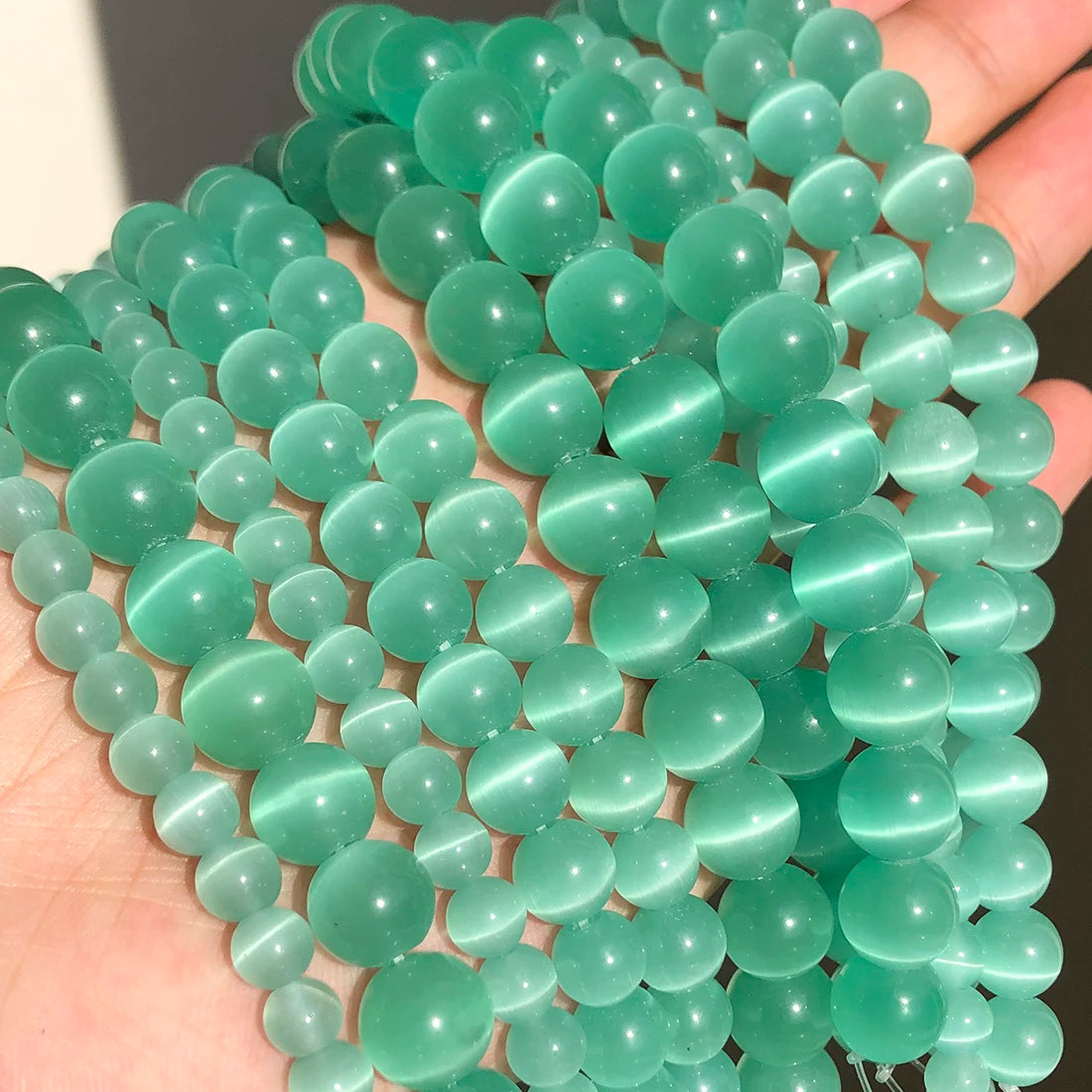 Natural Moonstone Cat Eye Beads — DIY Jewelry Making Strand