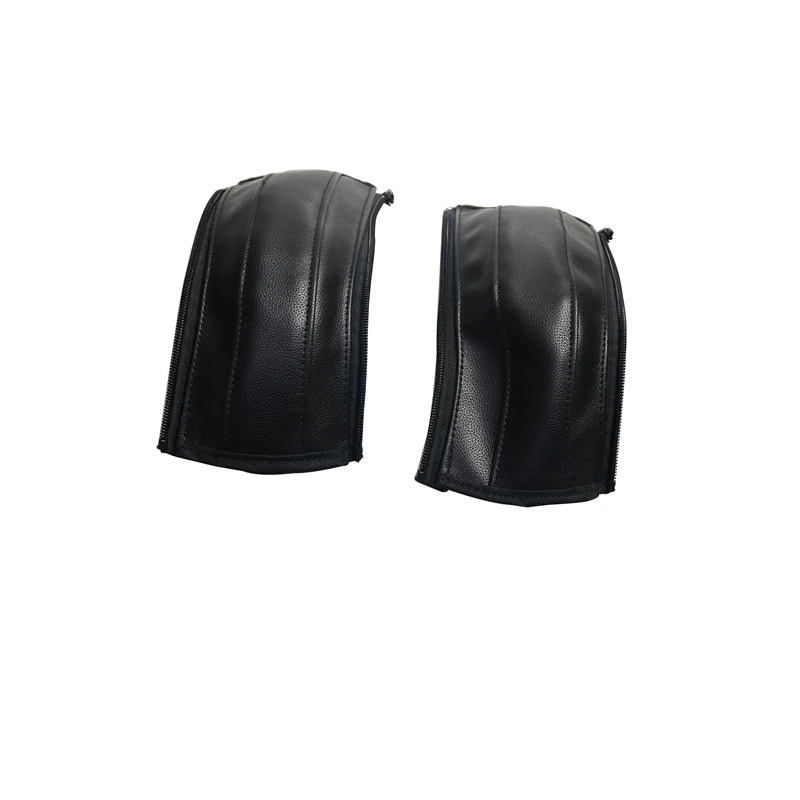 Black leather stroller handle cover for protective and comfortable grip