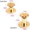 Two brass heart-shaped rivets shown with various sizes and dimensions for leather craft