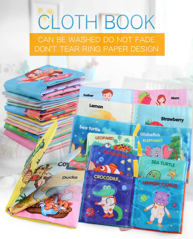 Soft Cloth Baby Books Set for Early Learning – Fruits, Animals, Numbers & More