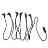 A set of guitar pedal power daisy chain cables with various connectors.