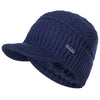 Dark blue knit beanie with a brim featuring the JEANS logo