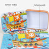 Wooden Jigsaw Puzzle Set for Kids - 60 Pieces of Cartoon Vehicles & Animals