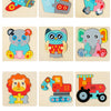 A set of multiple style cartoon animal 3D wooden puzzles for kids early learning