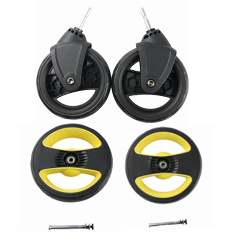 A set of stroller accessories including a mosquito net, rain cover, and various components.