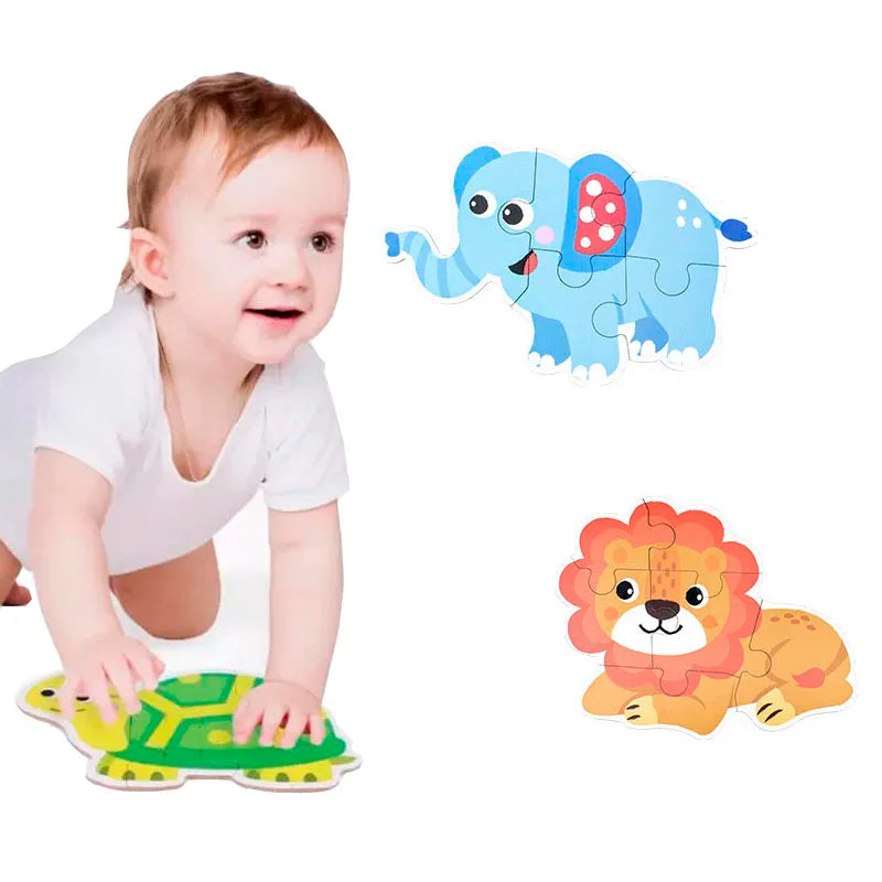 Montessori Wooden Animal Puzzle Set with Storage Box