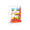 A set of four colorful kawaii mini construction vehicle toys in various colors and designs.