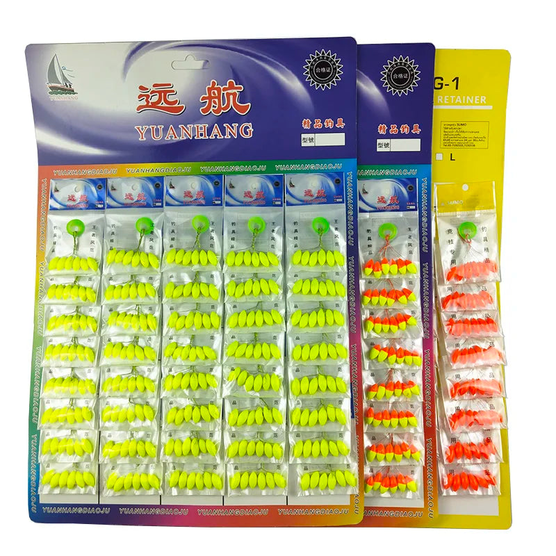 A package of G-1 retainer fishing floats with bobber beads in various colors and sizes.