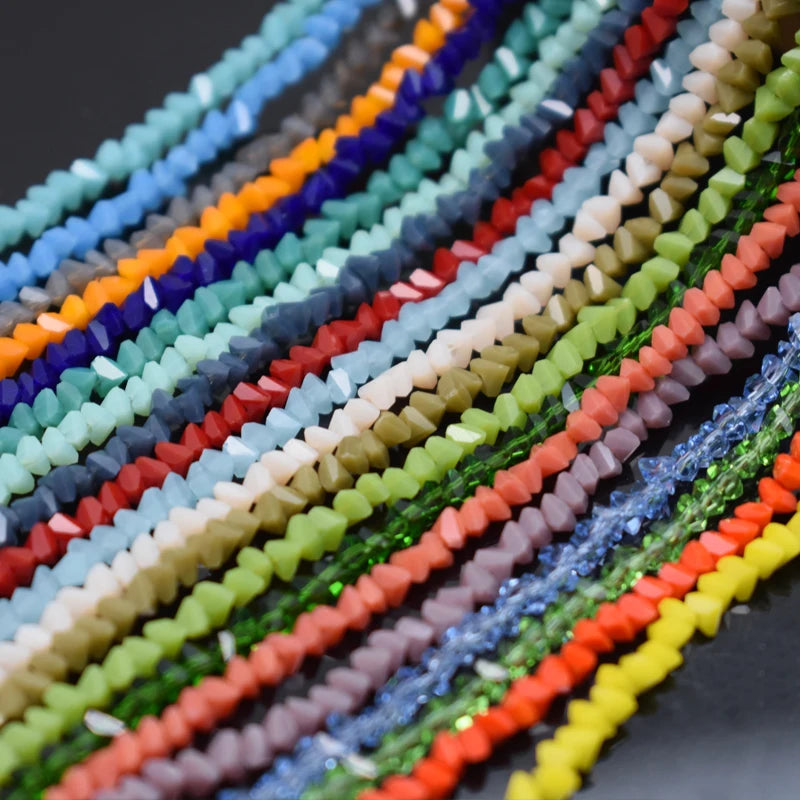 2mm Triangle Crystal Glass Beads for Jewelry Making (Approx. 130 Pieces)