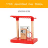 1 piece assembled gas station model featuring a wooden structure and red base