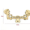 A wooden DIY Montessori busy board featuring two figures for sensory learning.