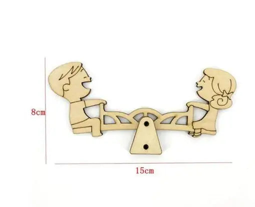 A wooden DIY Montessori busy board featuring two figures for sensory learning.