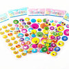 A collection of colorful 3D puffy stickers for kids featuring various fun and educational designs.