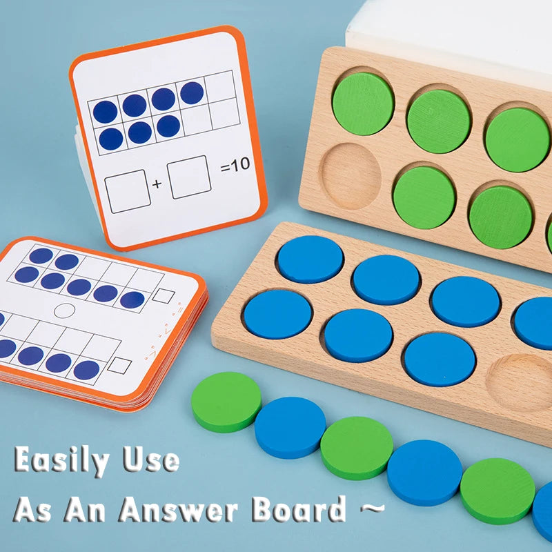 Wooden Ten-Frame Math Learning Set for Kids