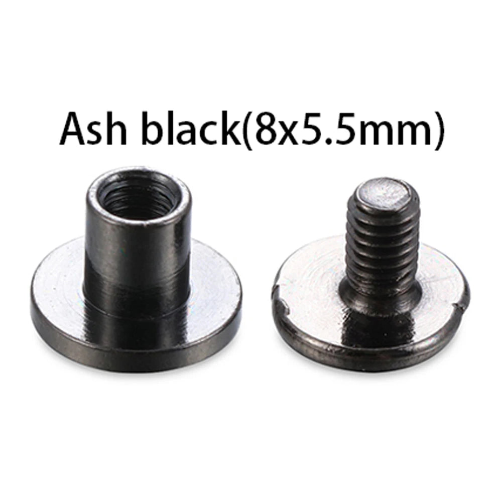 Black decorative heart brass rivets, 8x5.5mm size.
