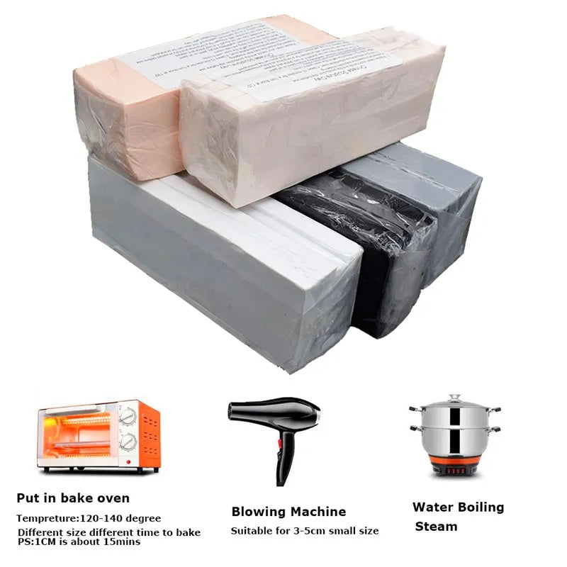 A set of professional soft polymer clay blocks in various colors and textures for sculpting and doll making