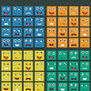A grid of cartoon faces showing various emotions and expressions on wooden blocks.