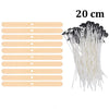 A bundle of pre-waxed cotton candle wicks with metal sustainers, measuring 20 cm long.