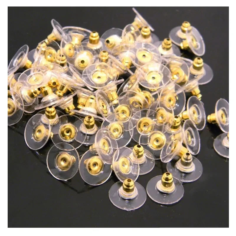 Silicone Earring Backs with Metal Posts – Jewelry Making Findings (Gold, Silver, Rose Gold)