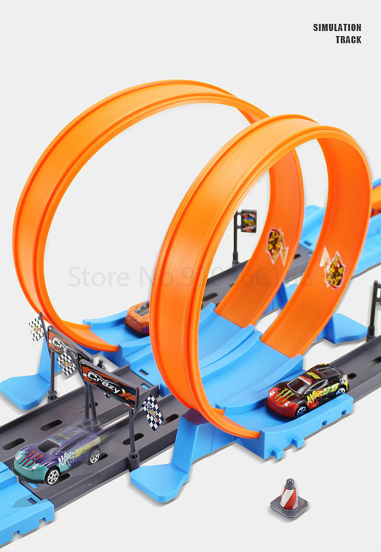 Double-Loop Racing Track Set with Inertia Cars