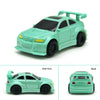 A light green line-following robot car toy with black accents shown from the side and back.