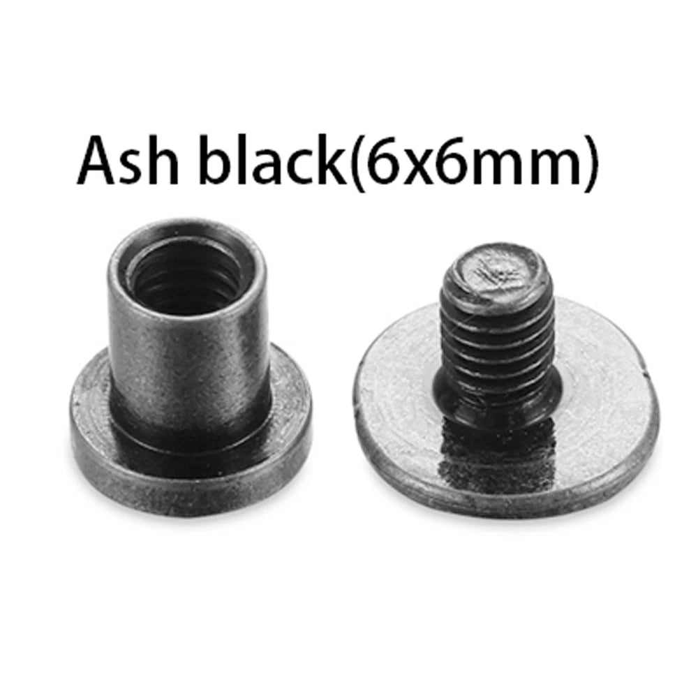 Black decorative heart brass rivets, 6x6mm size.