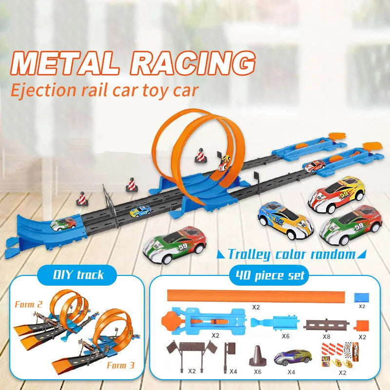 Double-Loop Racing Track Set with Inertia Cars